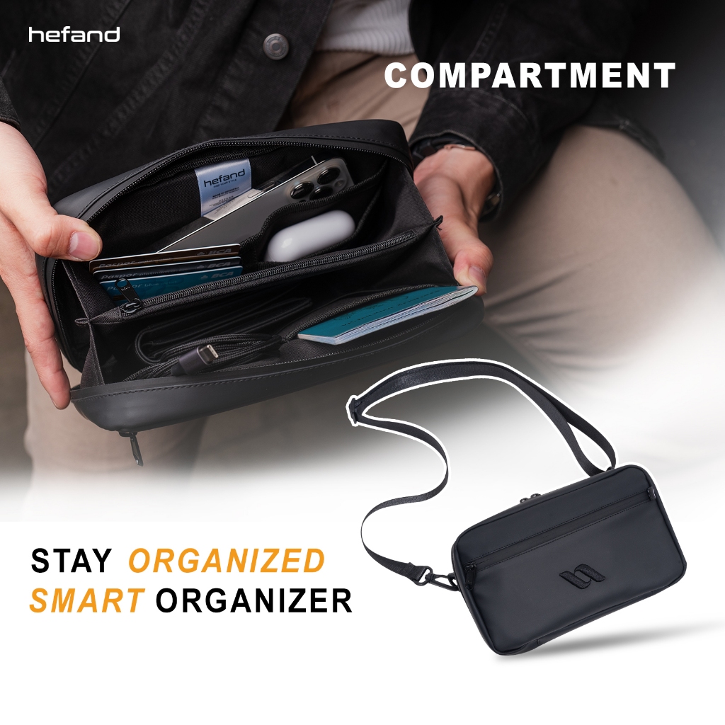 Hefand - Handbag Pria Aero Exclusive + Paperbag Clutch Bag Slingbag Multifungsi Tas Tangan Cowok Waterproof Anti Air