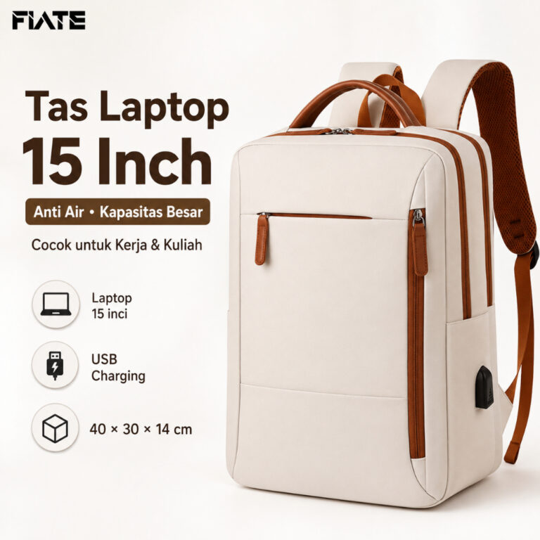FLATE Tas Ransel Laptop 15 Inch Wanita Anti Air Untuk Kuliah Kerja Travel