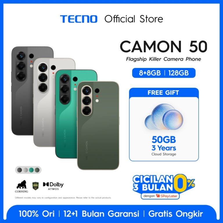 [SUPERZOOM FLASHSNAP] TECNO CAMON 50 8GB+8GB*/128GB, 50MP Sony + 8MP Ultra Wide, 32MP Front Camera, 1.5K 144Hz AMOLED, Mediatek Helio G200 Ultimate , IP69K, 45W Ultra Charging, camon50