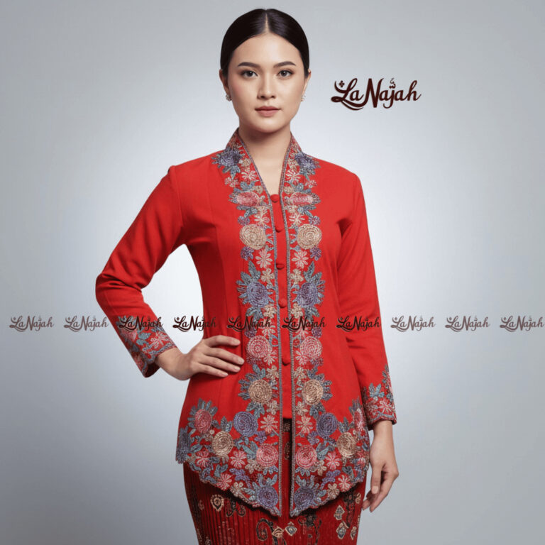 LaNajah-Kebaya Encim Bordir Modern Tangan Panjang Pakaian Tradisional Pesona Nusantara Kebaya Wisuda