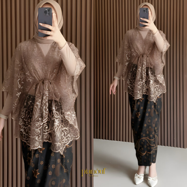 PIAMOUR | GHINA Baju Kondangan Wanita Kekinian Remaja Hijab Non Hijab One Set Kebaya Modern Brokat Wisuda Tunangan Lamaran Bridesmaids Jumbo