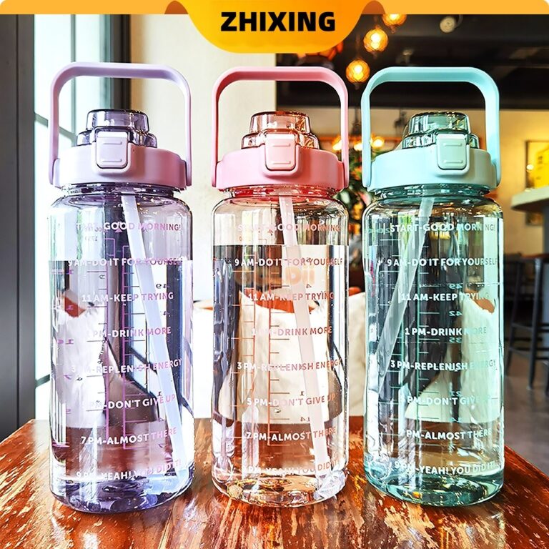 Botol Air Minum 1 Liter Jumbo Bening Transparan Botol Minum Anak Sekolah Sedotan BPA FREE
