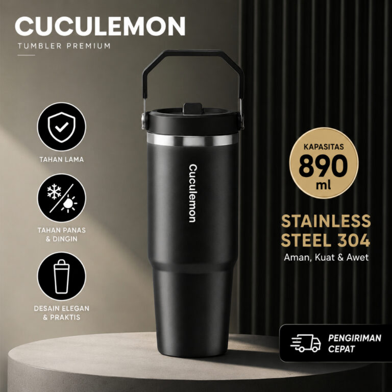 CucuLemon Tumbler Stainless Vaccum 890ML Termos Tahan Panas Dingin Kopi Botol Minum Portable Bottles