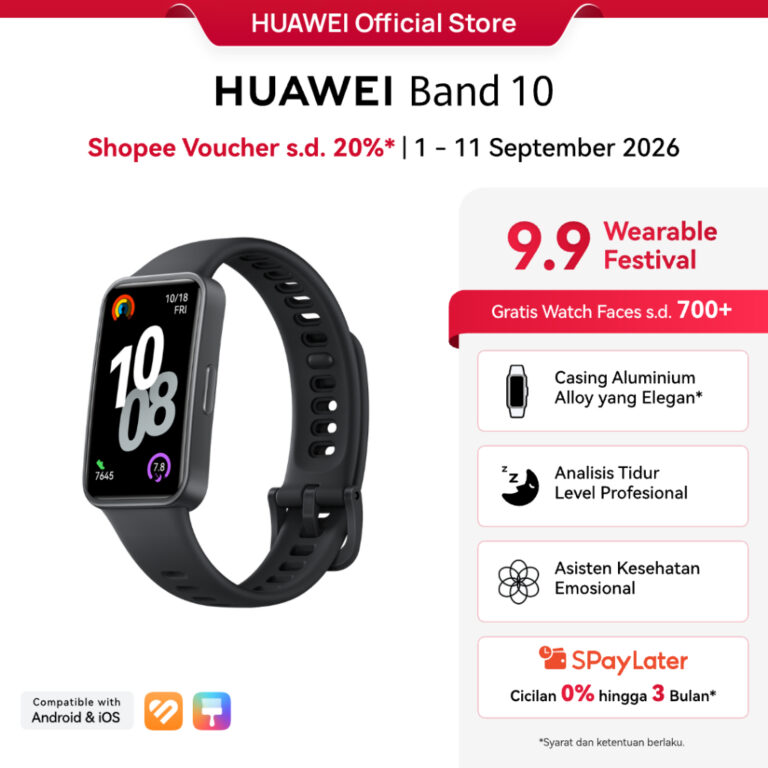 [9.9 s/d 20%] HUAWEI Band 10 Smartband | Sleek Aluminum Alloy Case | Pro-Level Sleep Analysis | Emotional Wellbeing Assistant
