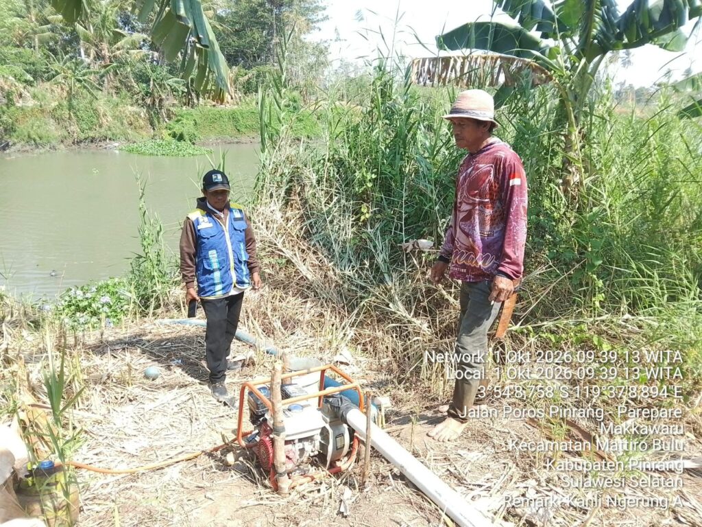 Kementerian PU Alirkan Air Dengan Pompa Untuk 15 Hektar Sawah di Pinrang